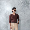 Brown Five Button Henley