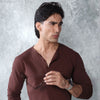 Brown Five Button Henley