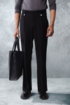 Premium Black Pin Belt Flare Trousers