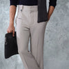 Premium Light Grey Pin Belt Flare Trousers