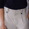 Premium Light Grey Pin Belt Flare Trousers