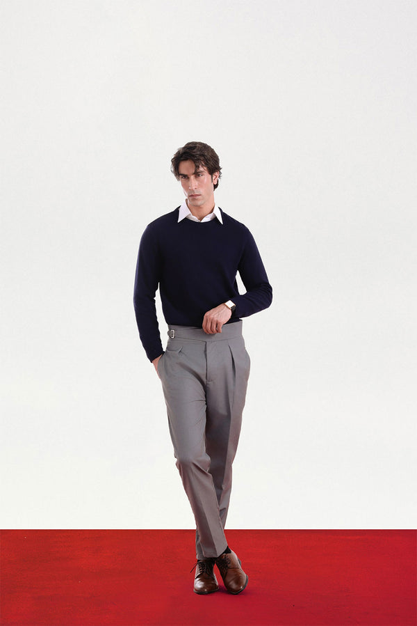 Ash Grey Classic Buckle Gurkha Pants