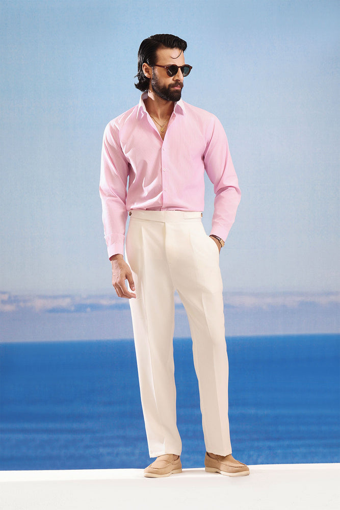 Premium White Viscose Onyx Straight Fit Trousers