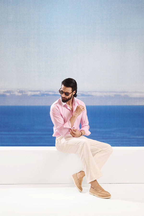 Premium White Viscose Onyx Straight Fit Trousers