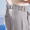 Premium Grey Viscose High Waist Pleated Pants
