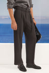 Dark Grey Wide leg Flowing trousers with belt
