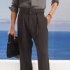 Dark Grey Wide leg Flowing trousers with belt