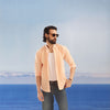Apricot Cotton With Stand-Up Collar Shirt