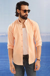 Apricot Cotton With Stand-Up Collar Shirt