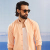 Apricot Cotton With Stand-Up Collar Shirt