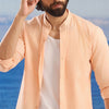 Apricot Cotton With Stand-Up Collar Shirt