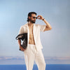 Premium White Silk Touch-Drawstring Linen Trouser