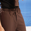 Premium Brown Silk Touch-Drawstring Linen Trouser