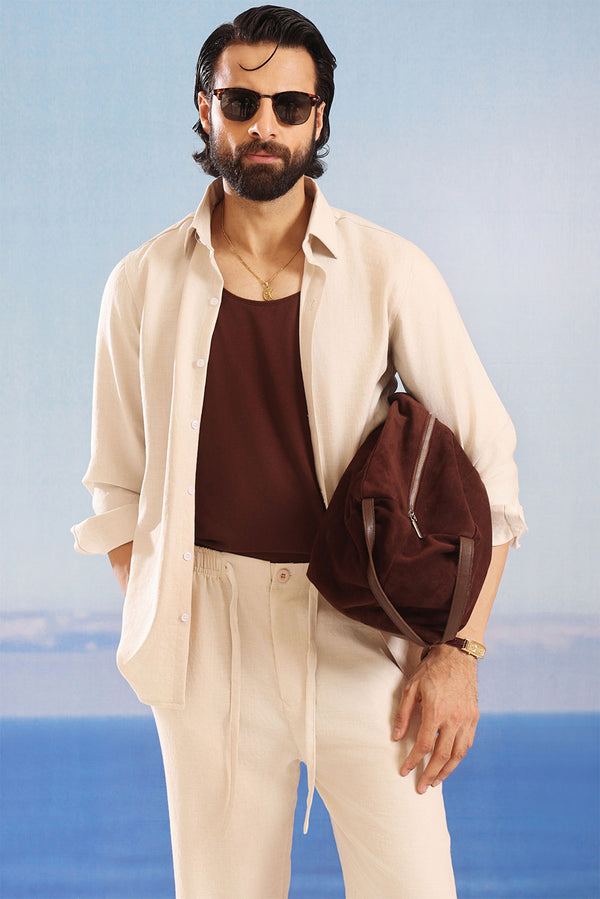 Premium Viscose Linen Beige Trousers