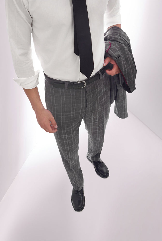 Grey Prince of Wales Check Suit Premium Trousers