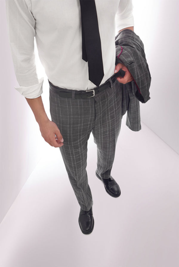 Grey Prince of Wales Check Suit Premium Trousers