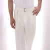 White Viscose Linen Wide Leg Trousers With Belt Detail