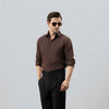 Brown Premium Viscose Linen Shirt With Cutaway Collar