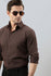 Brown Premium Viscose Linen Shirt With Cutaway Collar