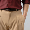 Camel Double Pleated Premium Viscose Trousers