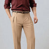 Camel Double Pleated Premium Viscose Trousers