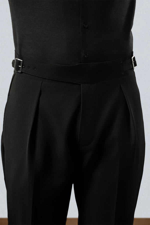 Premium Black Double Buckle Gurkha Trousers