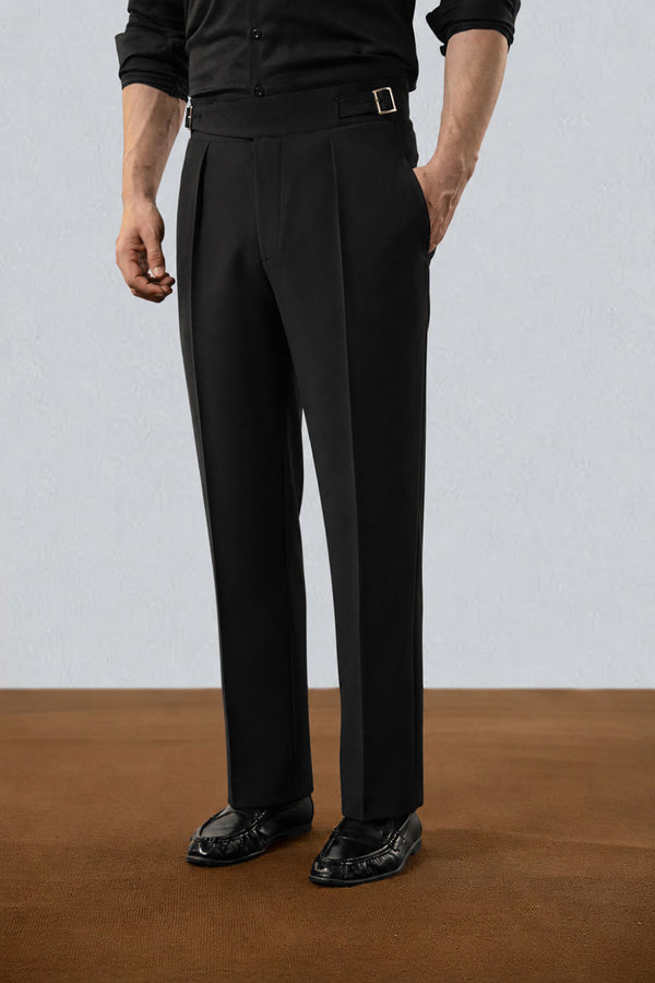 Premium Black Double Buckle Gurkha Trousers