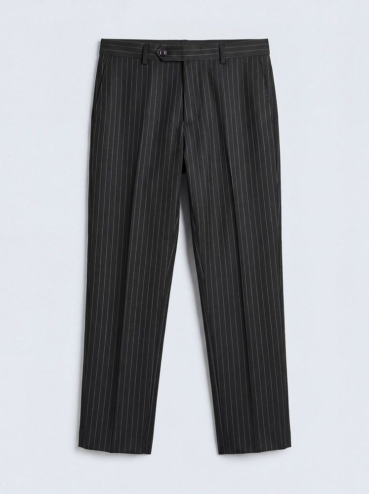 Black Hand Tailored Premium Pinstripe Trousers
