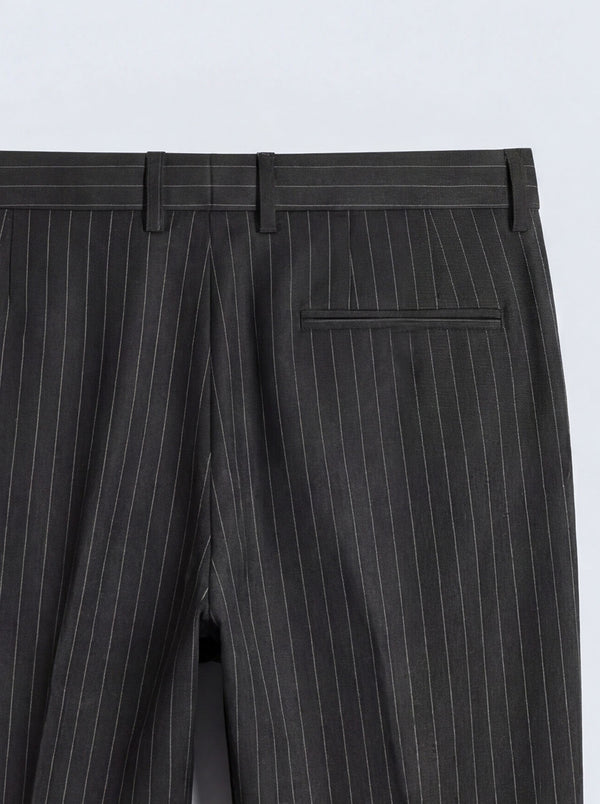 Black Hand Tailored Premium Pinstripe Trousers