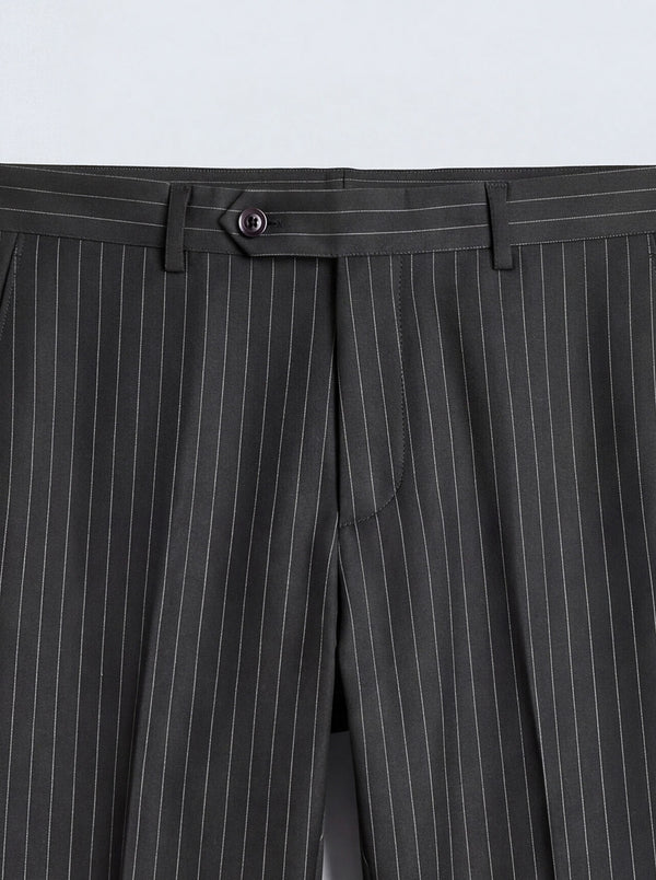 Black Hand Tailored Premium Pinstripe Trousers