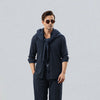 Navy Linen Modern Safari Shirt