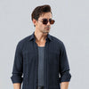 Navy Linen Modern Safari Shirt