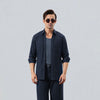 Navy Linen Modern Safari Shirt