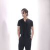 Black Ashby Viscose Linen Wide-Leg Trousers