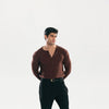 Brown Ribbed Snap-Button Henley