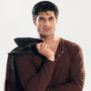 Brown Ribbed Snap-Button Henley
