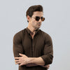 Brown Linen Half Placket Henley Shirt