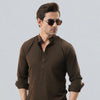 Brown Linen Half Placket Henley Shirt