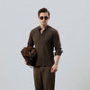 Brown Linen Half Placket Henley Shirt