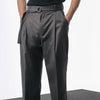 Charcoal Relaxed Fit Pleated Trouser With Belt