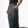 Charcoal Relaxed Fit Pleated Trouser With Belt