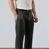 Dark Grey Double Pleated Premium Viscose Trousers