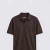 Brown Plisse Johnny Collar Polo