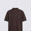 Brown Plisse Johnny Collar Polo