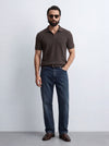 Brown Plisse Johnny Collar Polo