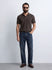Brown Plisse Johnny Collar Polo