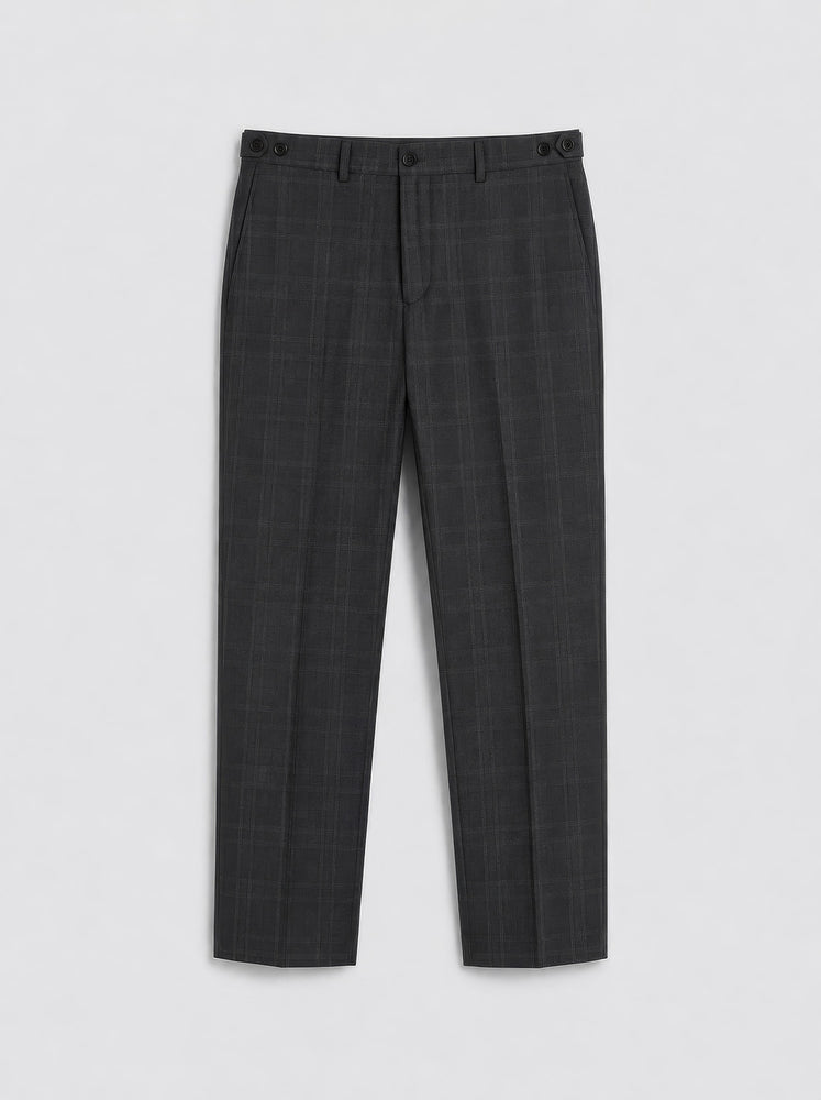 Charcoal Prince of Wales Check Suit Premium Trousers