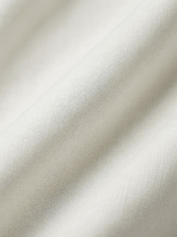 White Viscose Linen Wide Leg Trousers With Belt Detail