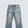 Blue Ripped Flare Fit Jeans