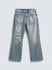Blue Ripped Flare Fit Jeans